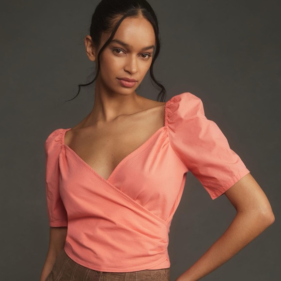 Anthropologie Puff-Sleeve Wrap Top - Picture 9 of 12